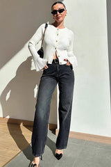 Single Breasted Ribbed Knit Cardigan