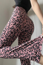 Leopard Print High Waist Tight Micro Flare Yoga Pants