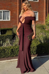 Bow Detail Panel Maxi Bodycon Formal Dress