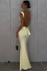 Chic Elegant Sexy Backless Slim Bodycon Bow Formal Dress