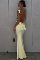 Chic Elegant Sexy Backless Slim Bodycon Bow Formal Dress