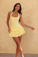 Ruffled Halter Mini Dress