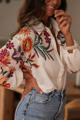 Loose Fit Digital Print Chic Long Sleeve Blouse