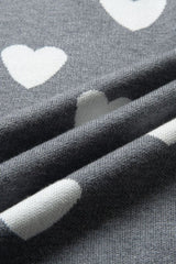 Round Neck Heart Knit Sweater
