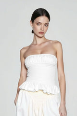 Ruched Strapless Crop Vacation Set