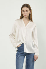 Silk Oversized Elegant Workwear Long Sleeve Blouse