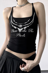 Chain Print Backless Halter Cami Top
