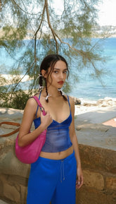 Semi Sheer Mesh Crop Cami Top