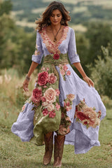 Floral Shirt Dress Bohemian Flared Vacation Boho Dress