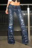 Rhinestone Tiger Stripe Y2K Flare Jeans