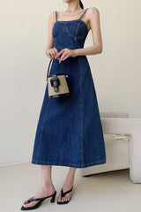 Slim Fit Maxi Denim Dress