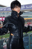 Corset Seamed High Collar Faux Leather Coat