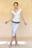 Retro Square Neck Button Down Short Sleeve Blouse
