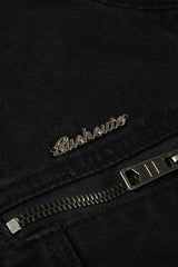 Double Zipper Denim Cargo Jacket