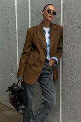 Suede Leather Vintage Brown Blazer