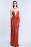 Elegant Sequin Strapless Deep V Waist Tie Long Formal Dress