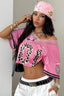 Lace Trim Varsity Number Oversized Crop Top