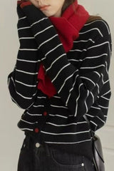 Colorblock Striped Casual Sweater