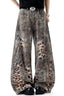Leopard Patch Washed Barrel Leg Jeans
