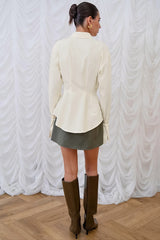 Vintage Slim Fit Ruched Waist Minimalist Elegant Blouse