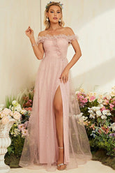 French Off Shoulder Prom Dress
