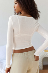 V Neck Ribbed Knit Slim Cropped Sexy Crop Top
