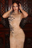 Tiger Print Cutout Open Back Maxi Dress