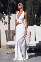 Elegant Slim Fit Solid High Waist Maxi Skirt