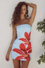Strapless Floral Bodycon Mini Floral Dress