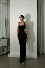 Sexy Rhinestone Cami Bodycon Backless Long Formal Dress