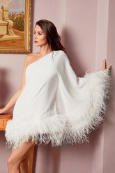 One-Shoulder Cape Mini Party Dress