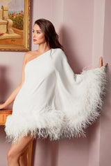 One-Shoulder Cape Mini Party Dress
