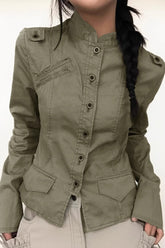 Panel Pocket Stand Collar Jacket