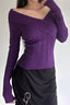 Cable V Neck Slim Long Sleeve Knit Top