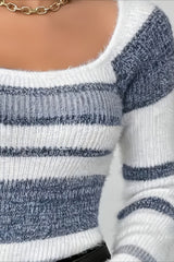 Casual Stripe Color Block Sweater