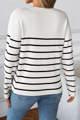 Ribbed V-Neck Long Sleeve Sweater