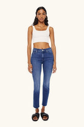 High Waist Cropped Straight Jeans