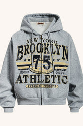 Vintage Graffiti Letter Print Zip Hoodie