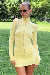 Mock Neck Lace Trim Knit Top