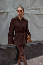 Pintuck Waist Collared Blouse