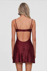 Y2K Spaghetti Strap Bodycon Mini Sequin Dress