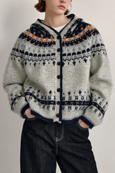 Fair Isle Hooded Cardigan