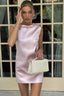 Satin Bow Backless Mini Graduation Party Dress