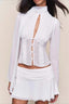 Chic Button Hollow Out Tie Front Slim Blouse