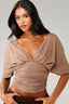Backless Batwing Sleeve Waist Cinched Crop Top