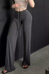 High Waist Soft Modal Wide Leg Slim Athletic Pants