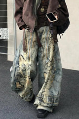 Retro Denim Wide Leg Mop Pants