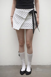 White Polka Dot Bodycon Mini Skirt