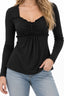 V-neck Ruched Solid Color Vintage Ruched Buttons T-Shirts
