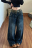 Leopard Double Waist Wide Leg Streetwear Jeans